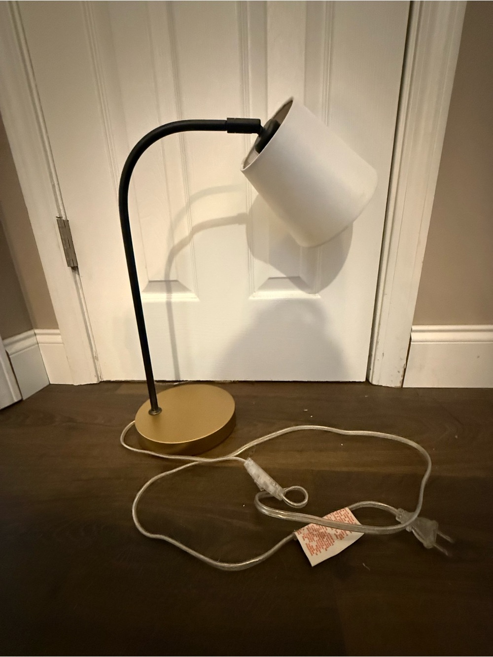 Modern Table Lamp with White Shade and Gold Base